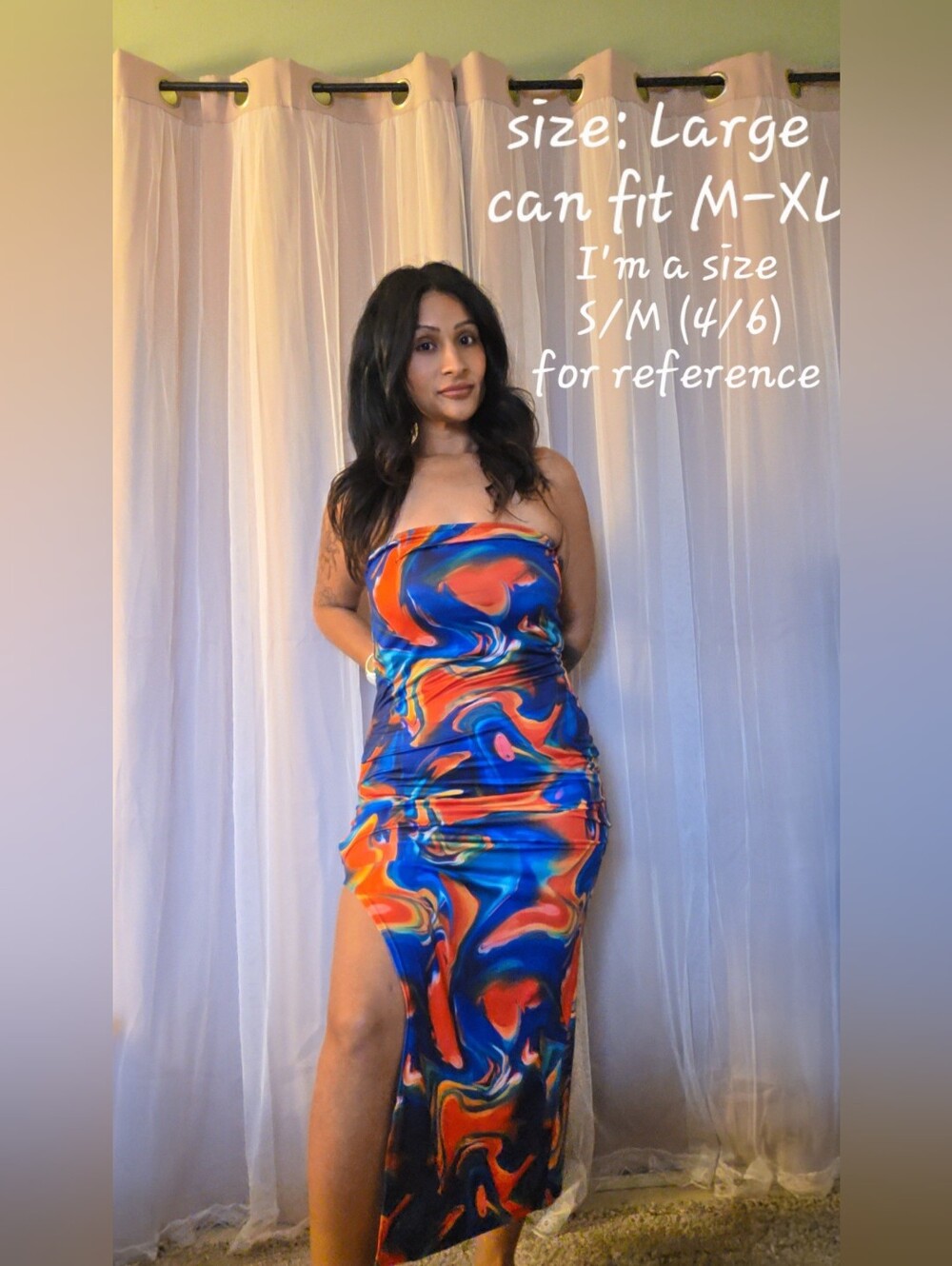 Strapless Multicolor Marble-Print Maxi Dress